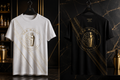 Black cotton tee with the Bar Magic Innovations gold brain-and-shaker logo printed on the chest