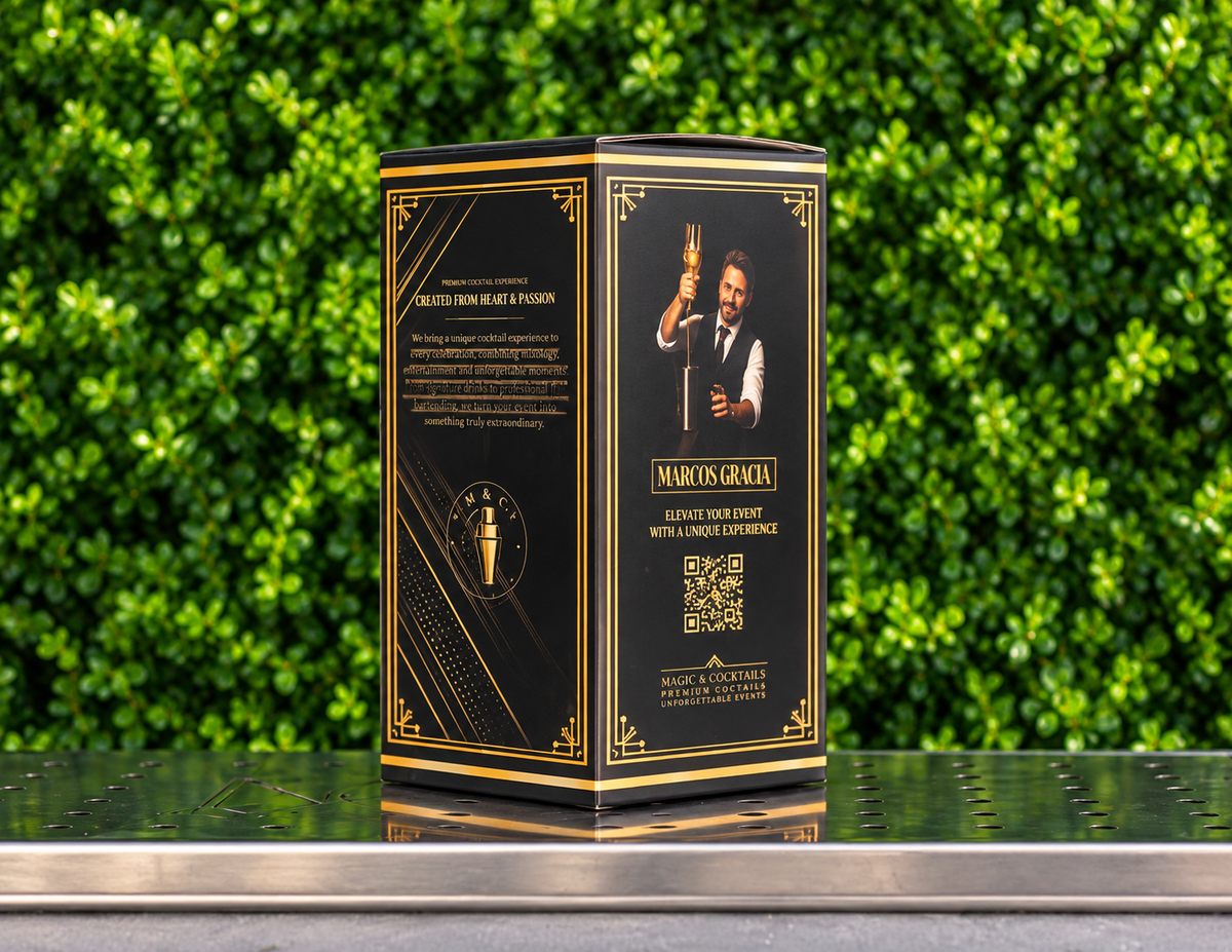 The Magic Shaker 2.0 gold-on-black box with the QR tutorial code